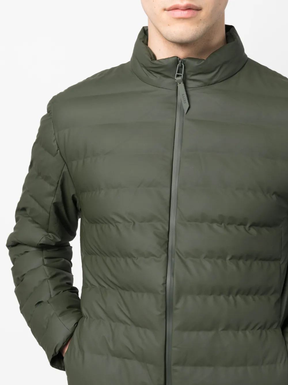 Shop Rains Hooded Zipped Padded Jacket In Grün