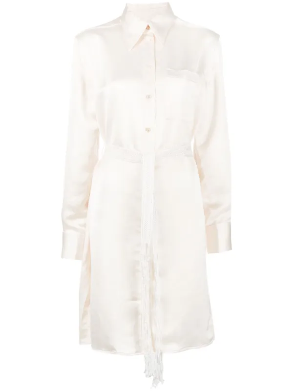 Wales Bonner Long-sleeve Shirt Dress in Neutrals