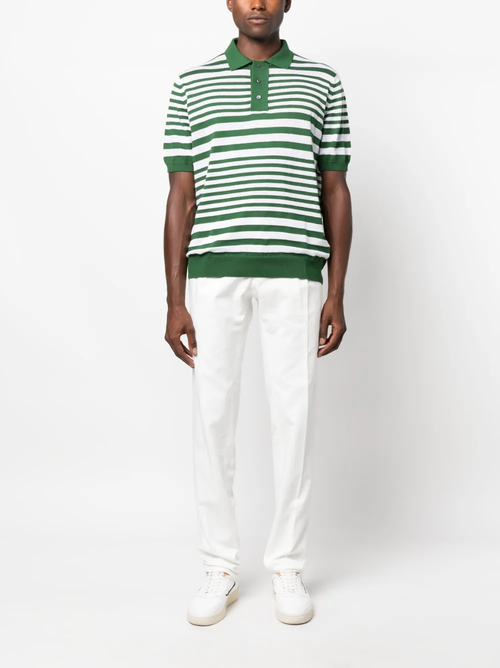 Zanone striped cotton-blend polo shirt - Groen