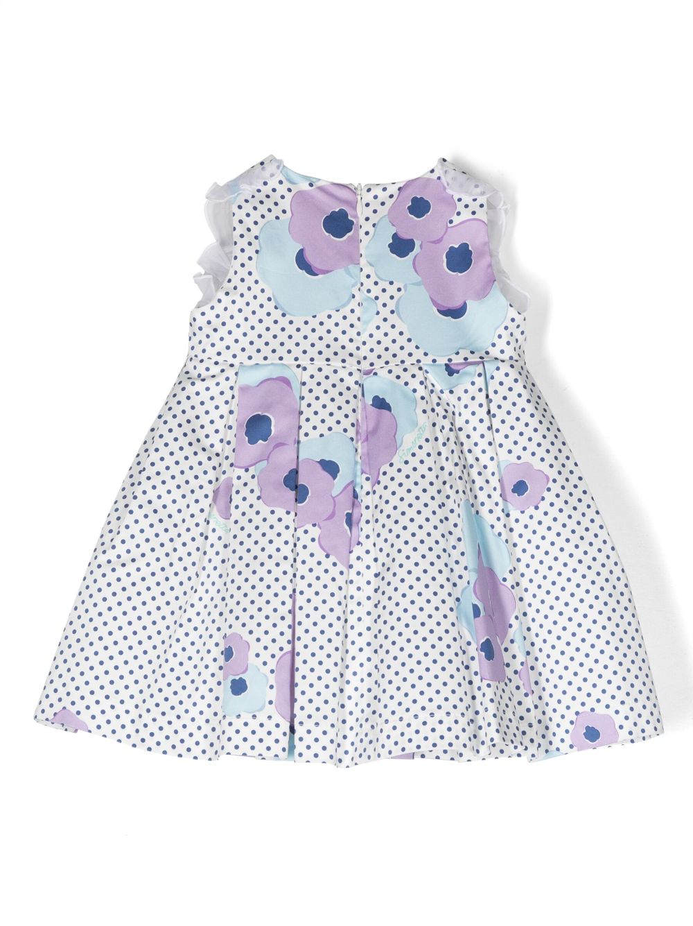Simonetta polka-dot print pleated dress - Wit