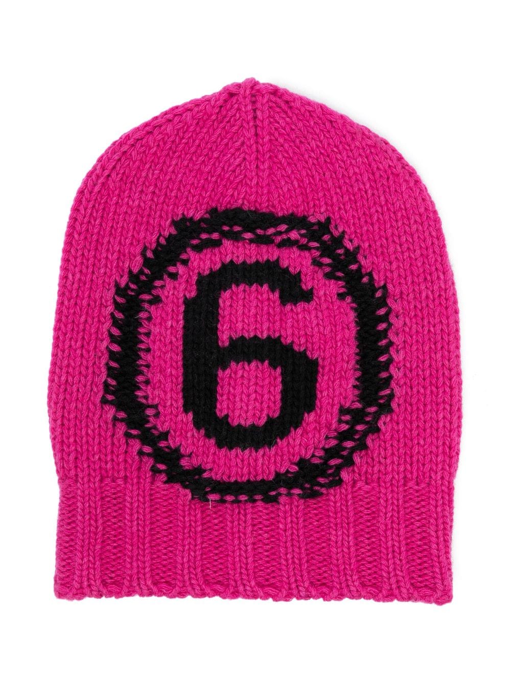 Shop Mm6 Maison Margiela Intarsia-knit Logo Beanie Hat In Pink