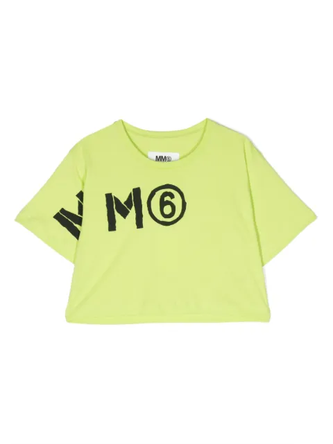 MM6 Maison Margiela Kids numbers-motif cropped cotton T-shirt
