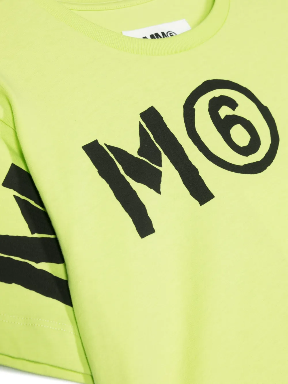 Mm6 Maison Margiela Numbers-motif Cropped Cotton T-shirt In Green