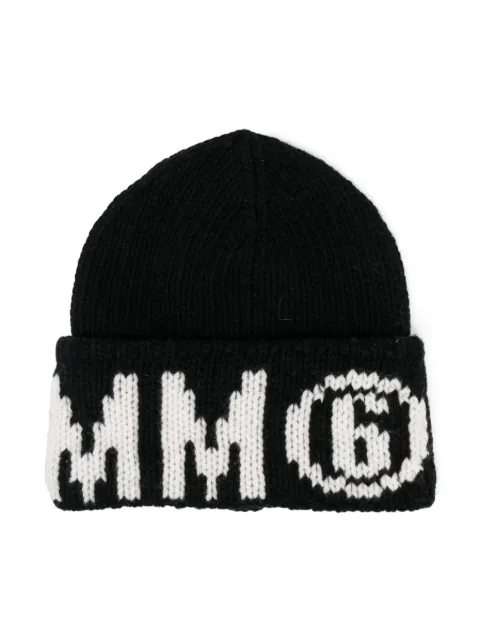 MM6 Maison Margiela Kids intarsia-knit logo wool hat