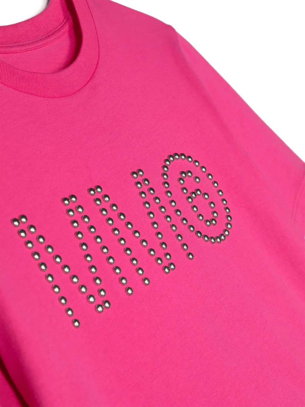 Shop Mm6 Maison Margiela Stud Embellished-logo Cotton T-shirt In Pink