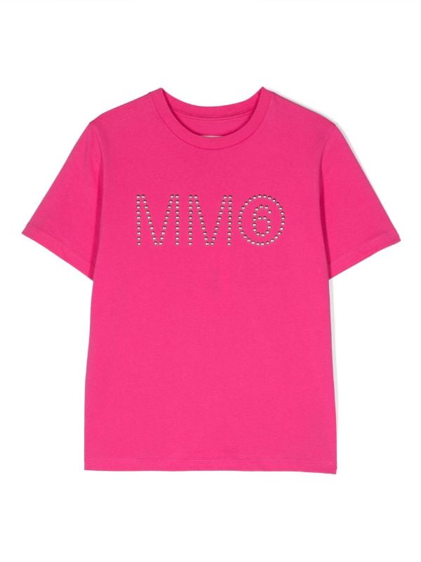 MM6 Maison Margiela Kids Stud embellished-logo Cotton T-shirt - Farfetch