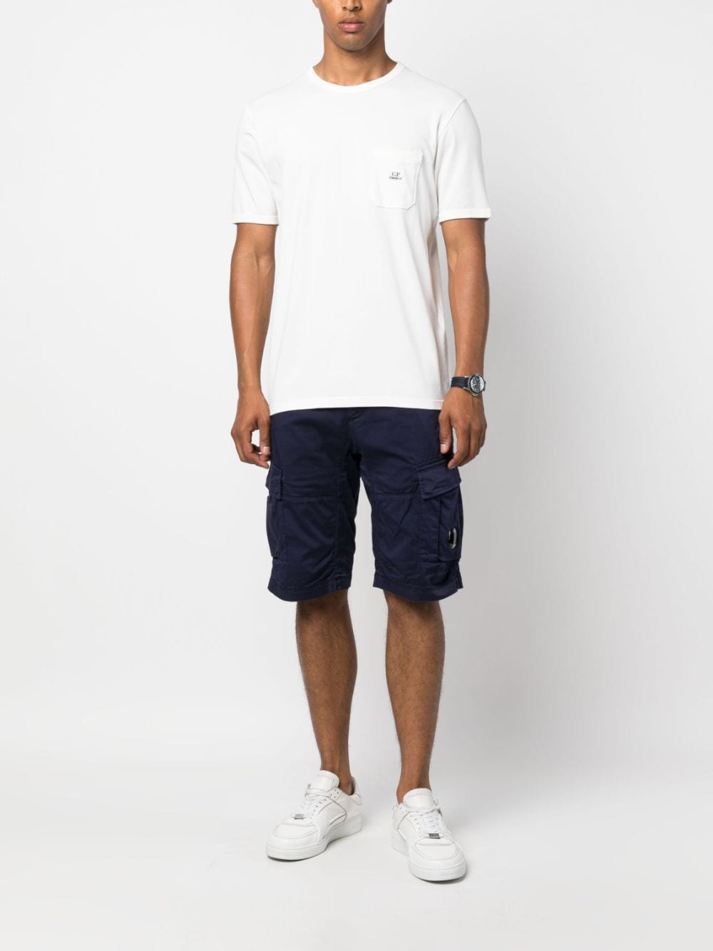 C.P. Company Lens-detail cargo shorts - Blauw