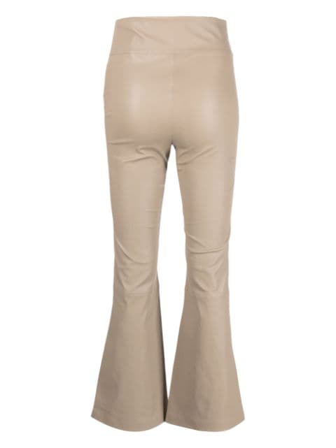 cropped-leg flared leather trousers