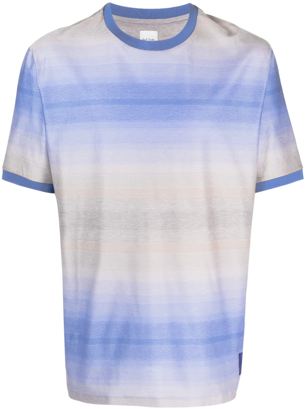 Paul Smith Stripe-pattern Cotton T-shirt In Blue