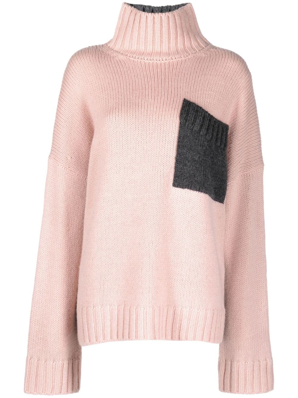 two-tone roll-neck jumper