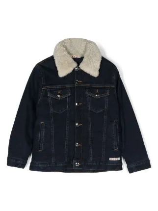 Boys denim jacket with fur collar best sale