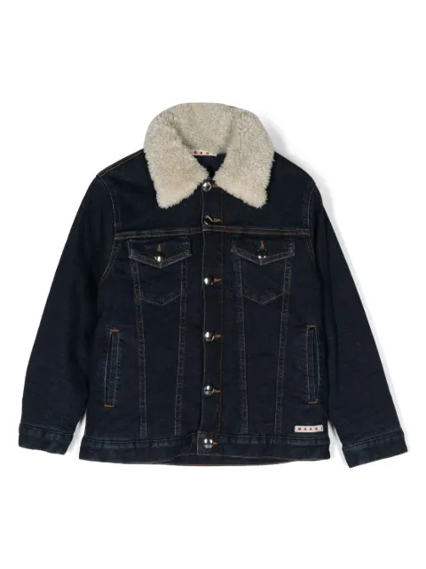 Marni Kids Jeansjacke mit Faux-Fur-Kragen