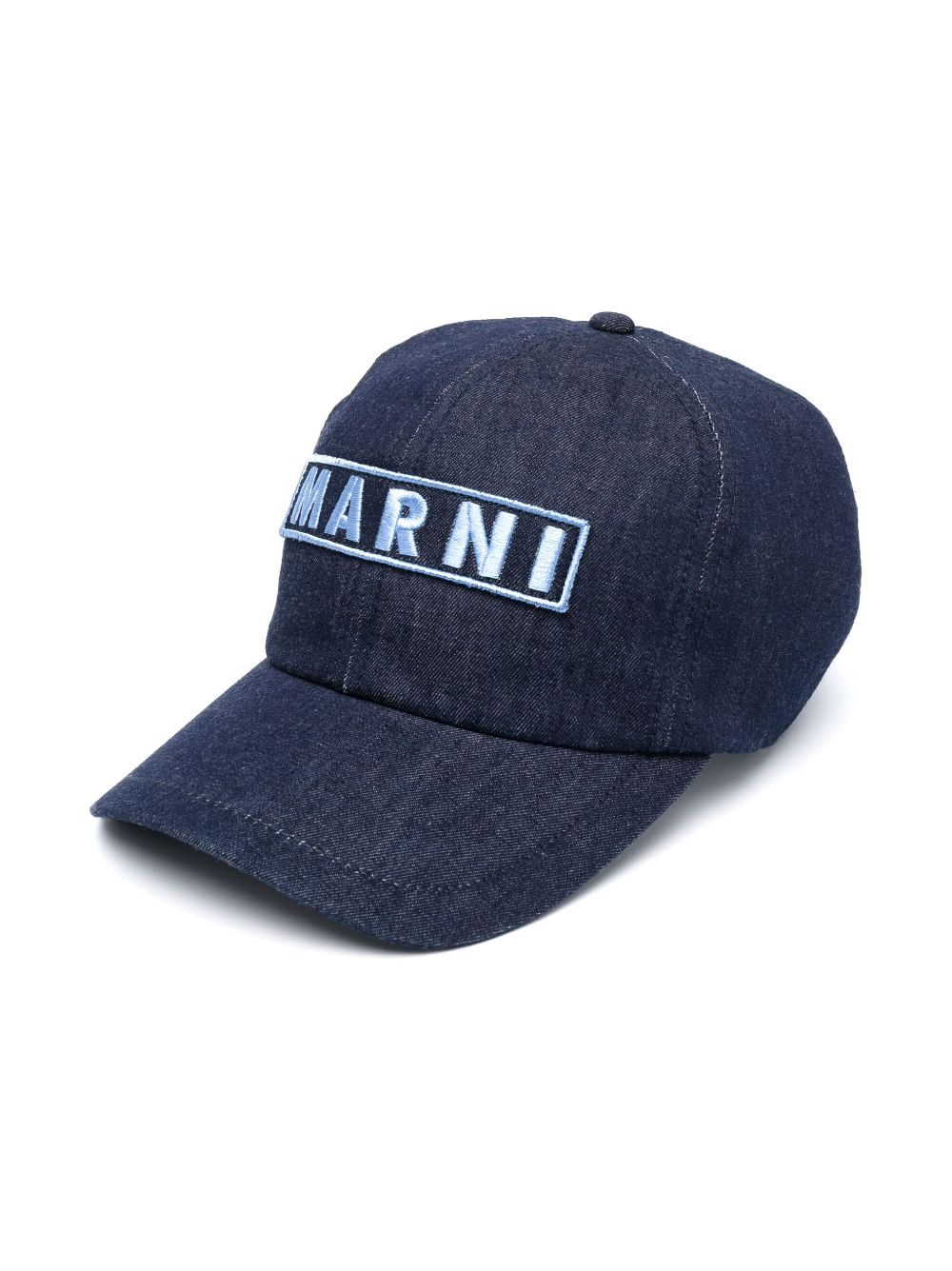 Marni Kids embroidered-logo denim baseball cap - Blue