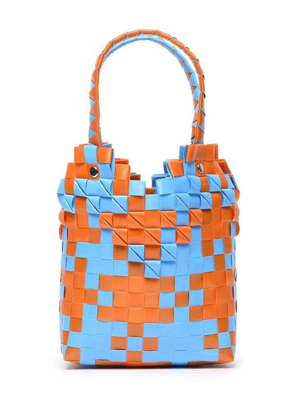 Shop Marni Diamond Basket Woven Tote Bag In Blue