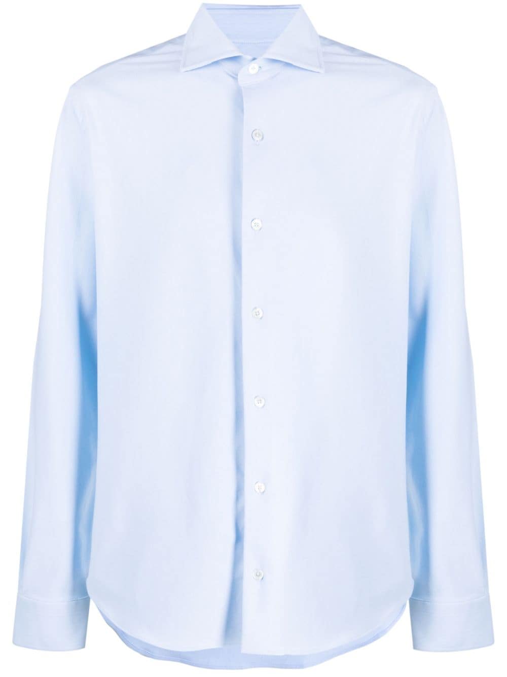 Fedeli Poplin Long-sleeve Shirt In Blau