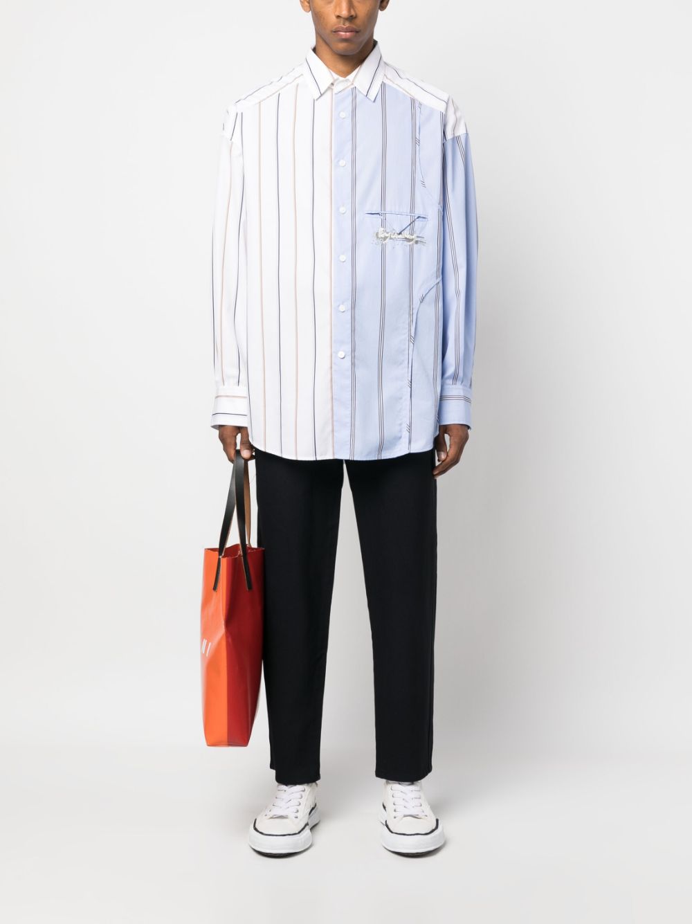 Shop Comme Des Garçons Shirt Tapered-leg Trousers In Blau