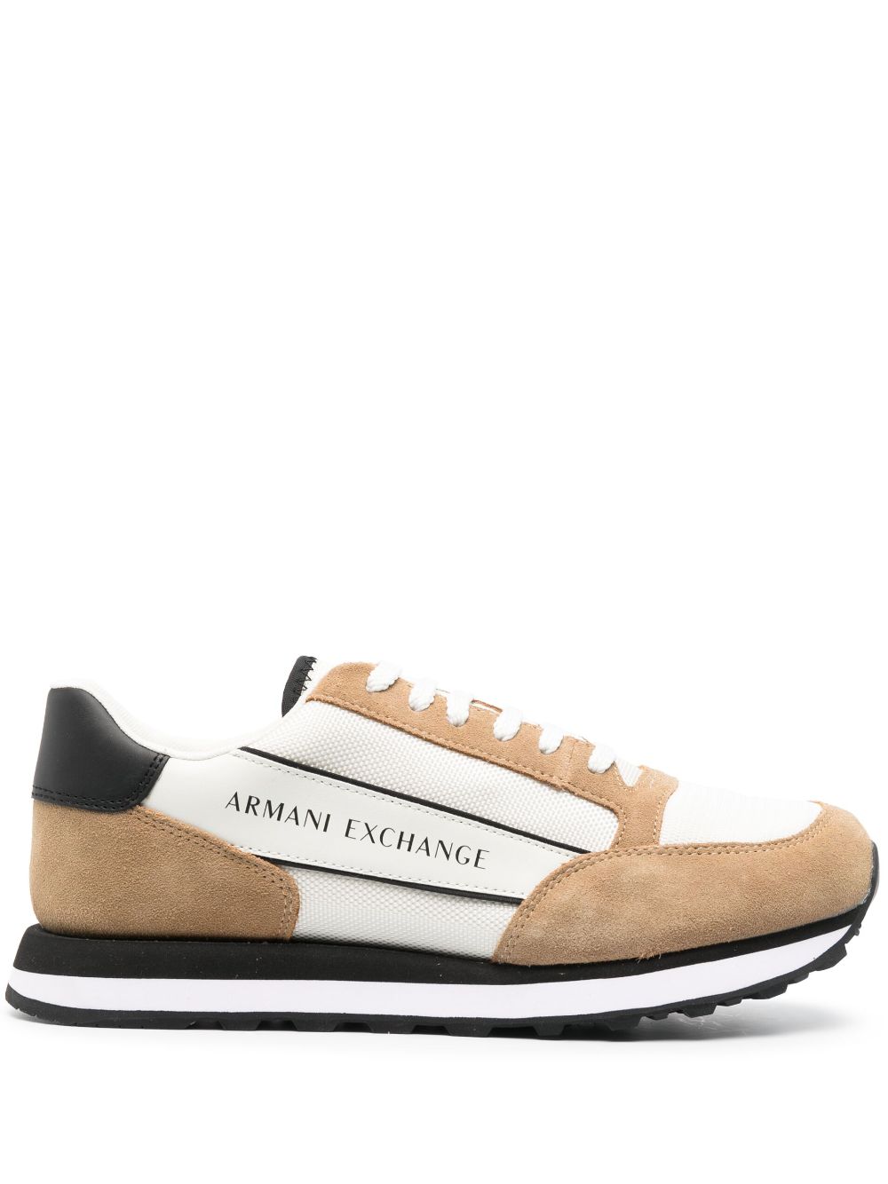 Armani Exchange Panelled Logo-print Trainers In Neutrals