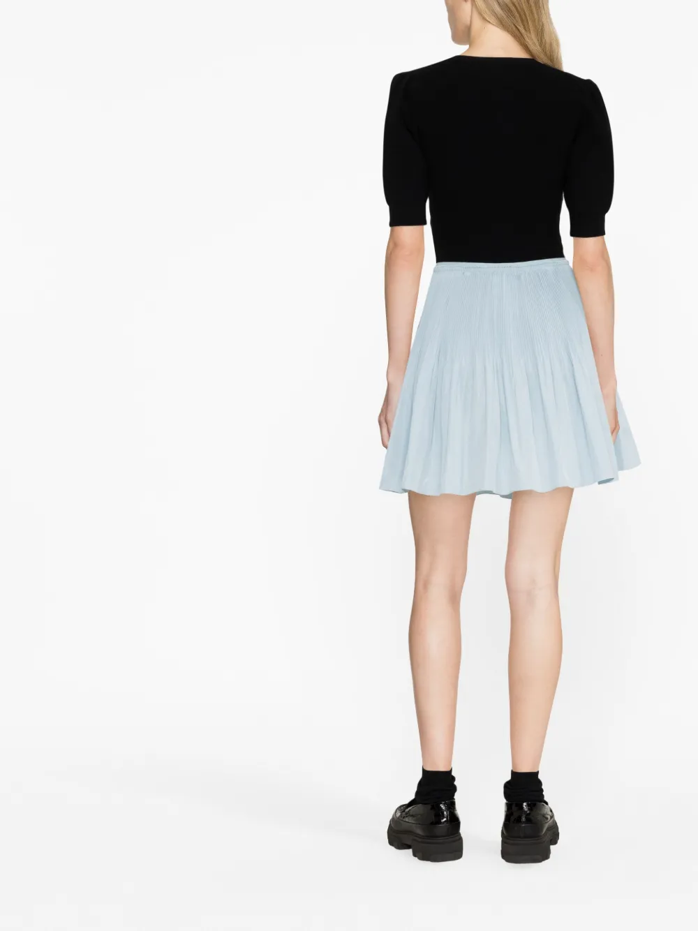  Red Valentino Pleated Taffeta Skirt - Blue 