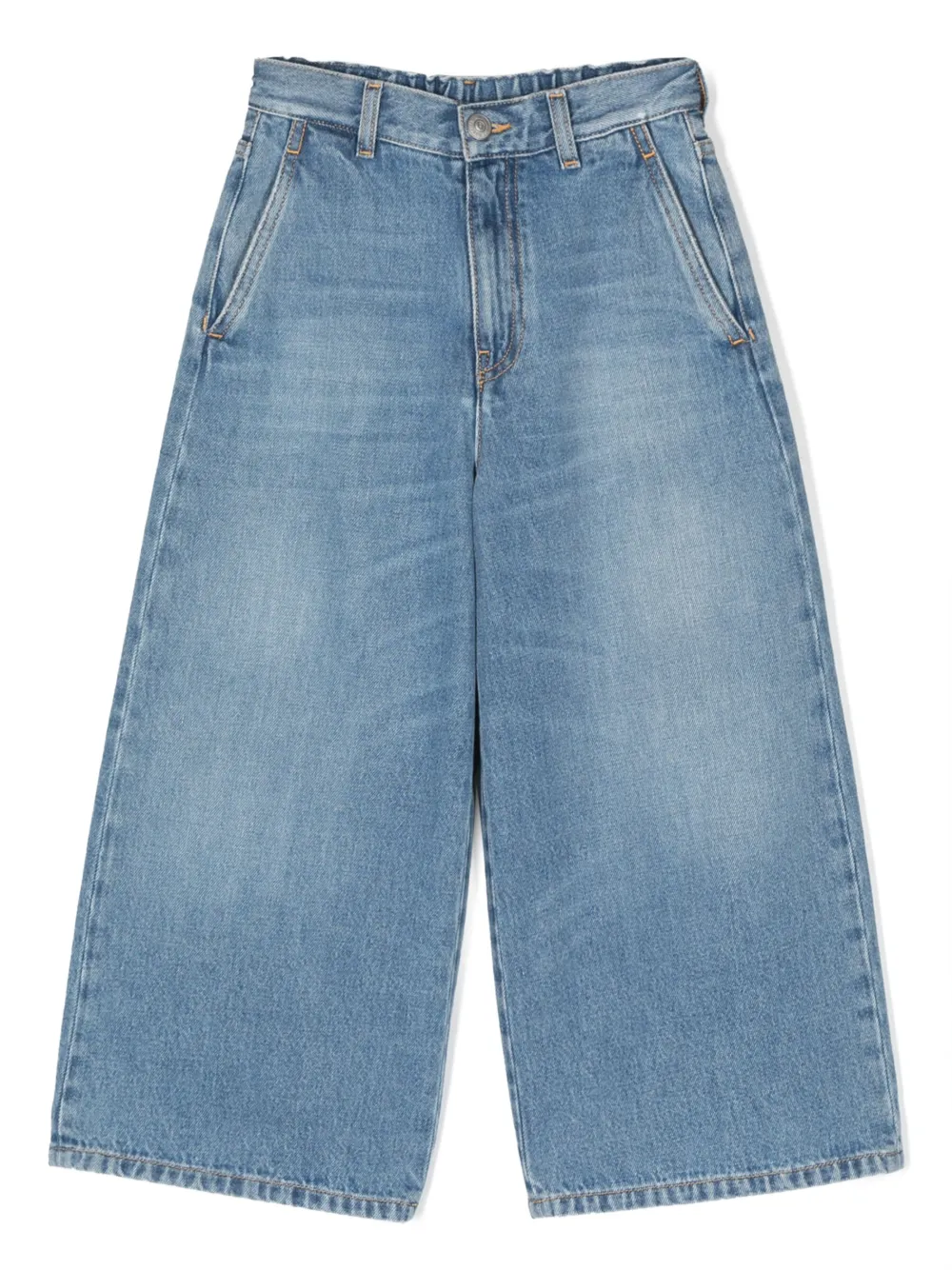 Shop Mm6 Maison Margiela Wide-leg Cotton Jeans In Blue