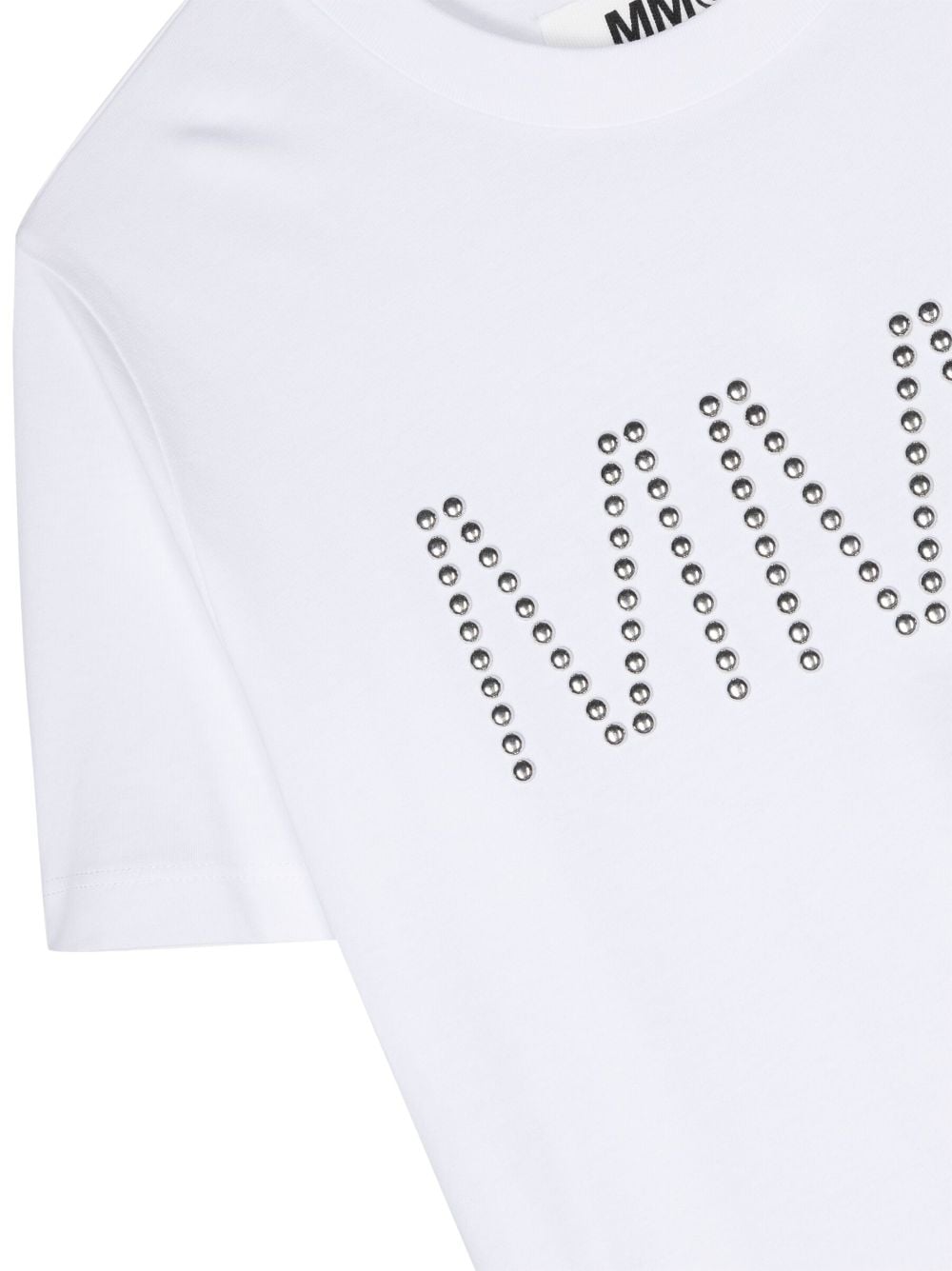 Shop Mm6 Maison Margiela Stud-embellished Short-sleeve T-shirt In White