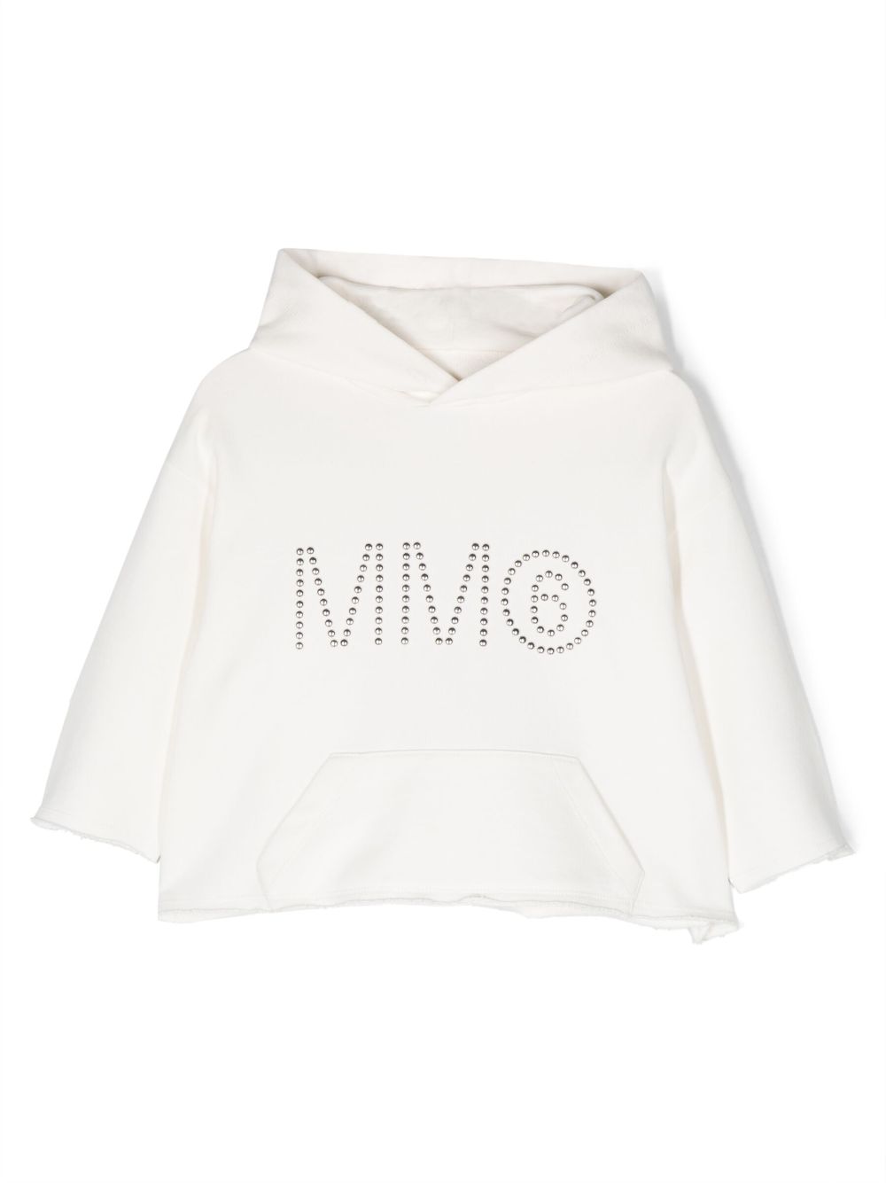 MM6 Maison Margiela Kids raw-cut logo-studded hoodie - White