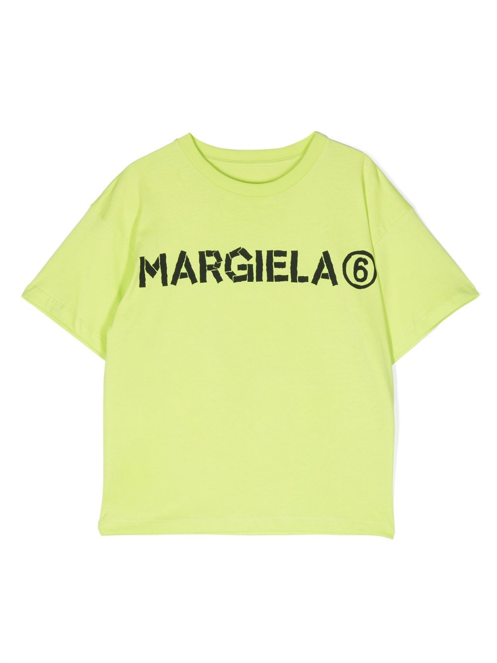 Shop Mm6 Maison Margiela Logo-lettering Cotton T-shirt In Green