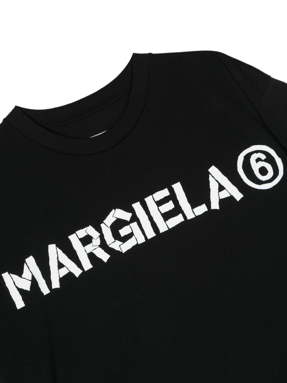 Shop Mm6 Maison Margiela Logo-lettering Cotton T-shirt In Black