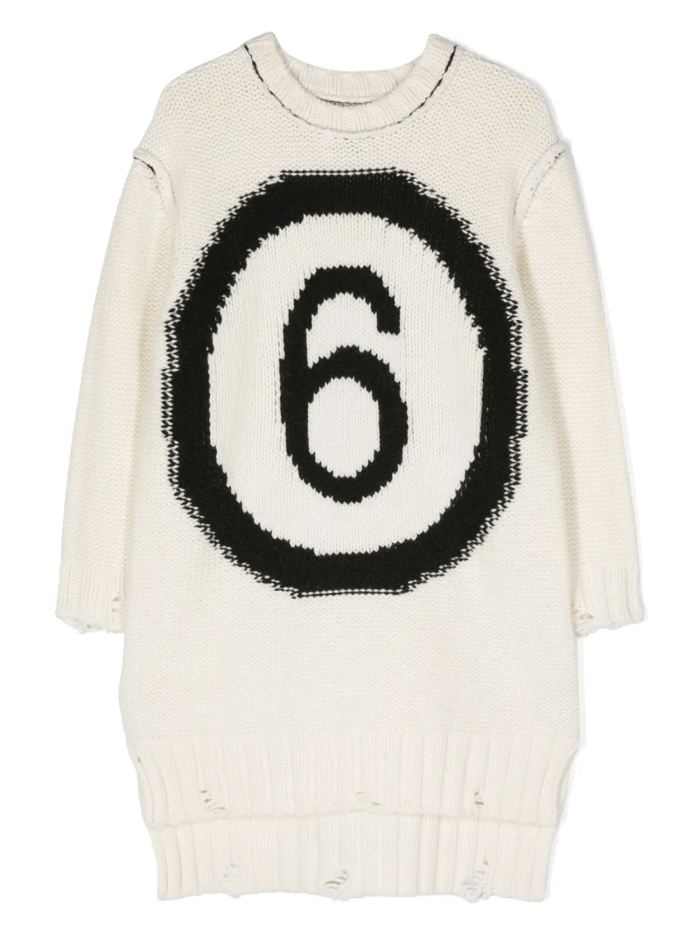 mm6 maison margiela kids robe pull à logo intarsia - blanc