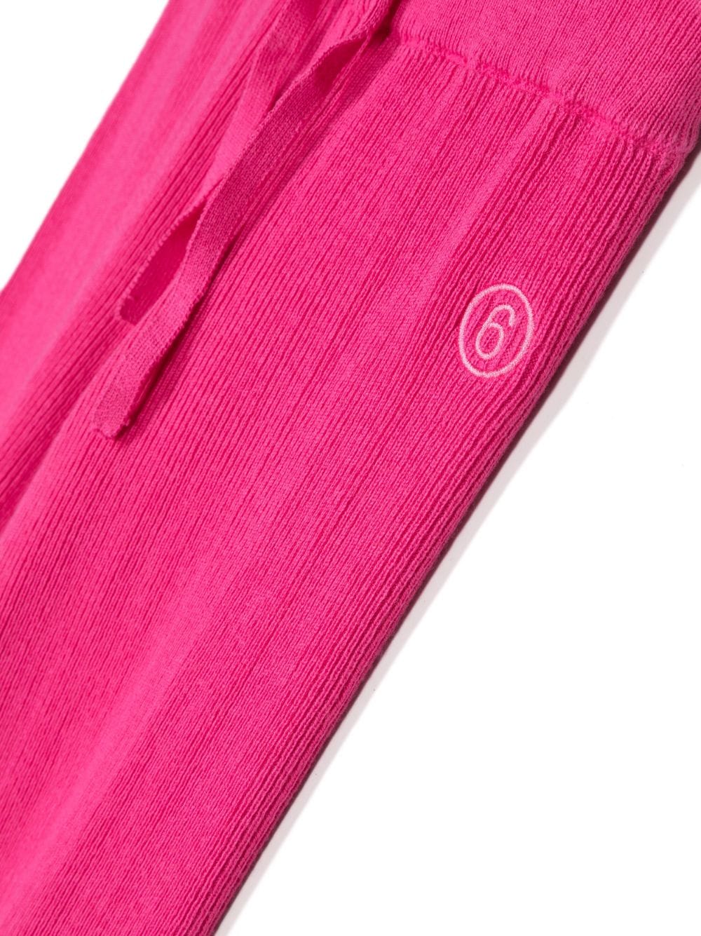 Shop Mm6 Maison Margiela Logo Drawstring Knit Trousers In Pink