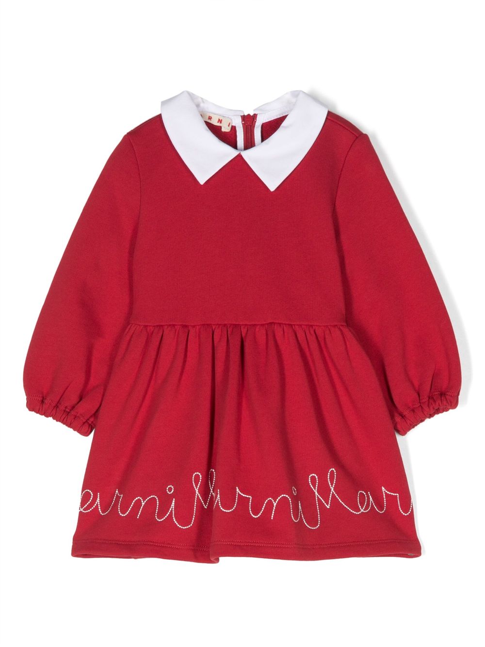 Marni Babies' Maglietta Logo-embroidered Midi Dress In Red