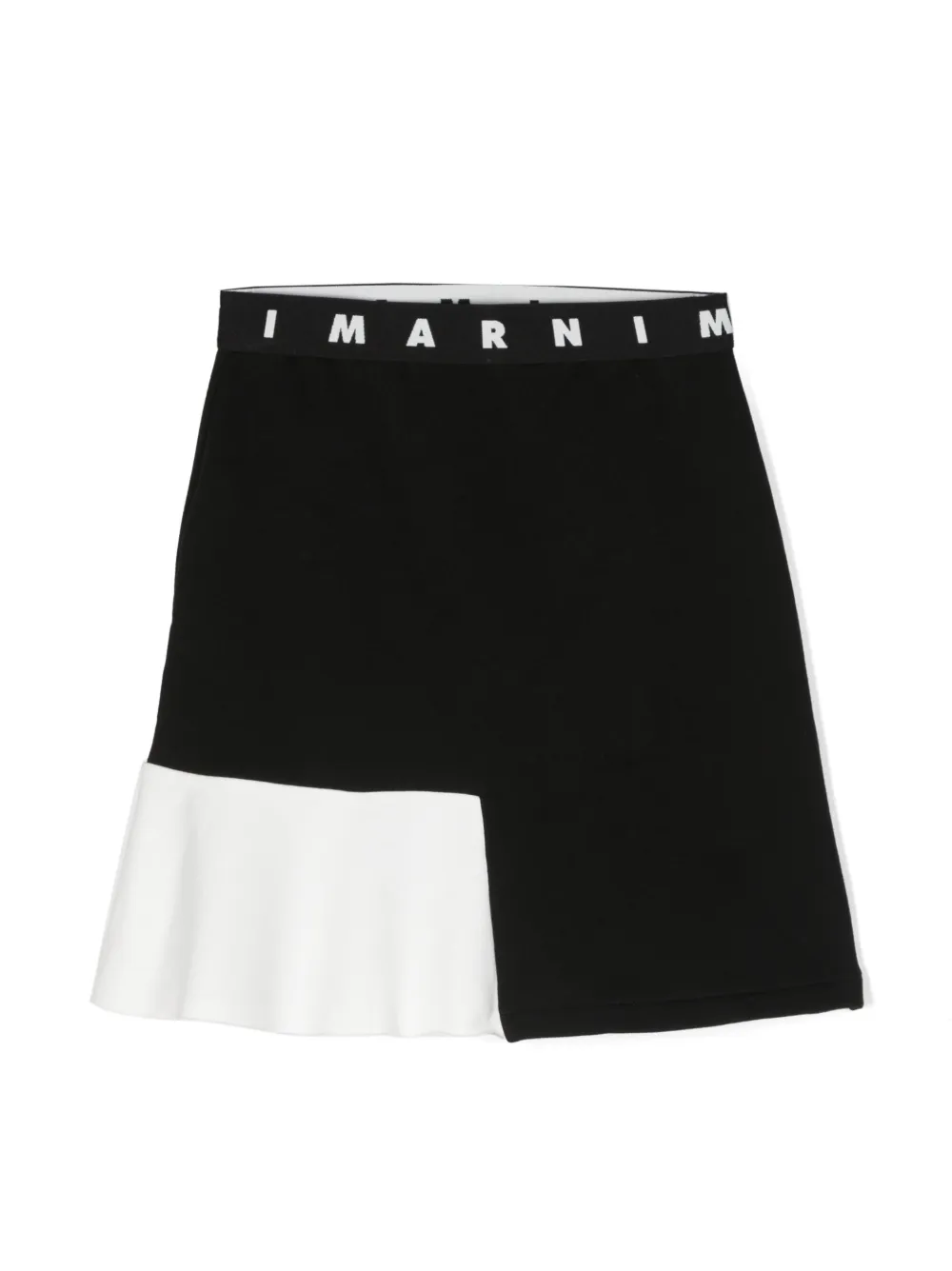 Shop Marni Logo-waistband Flared Skirt In Black