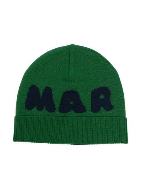Marni Kids intarsia-knit logo beanie hat