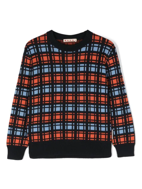 Marni Kids checked crewneck jumper