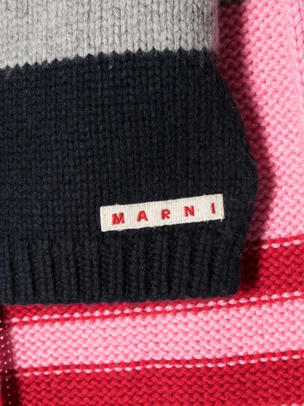Shop Marni Striped Knit Scarf In Pink