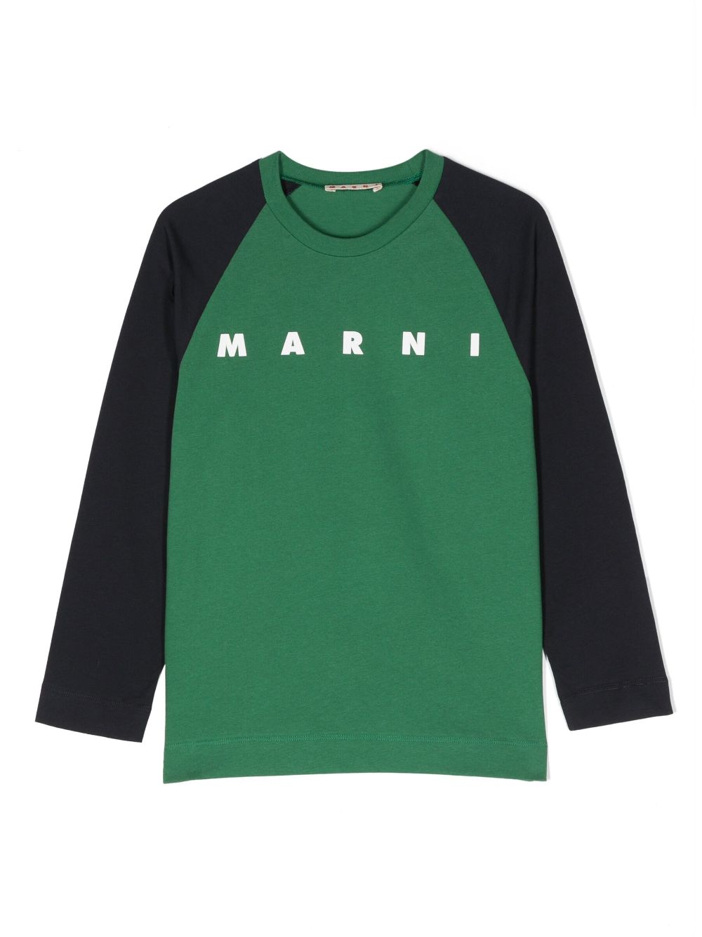 Marni Kids' Logo-print Long-sleeve T-shirt In Green
