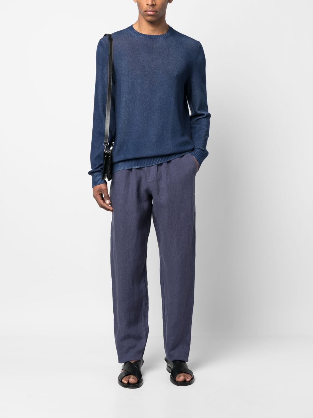 Shop Fedeli Crew-neck Cotton Jumper In Blue