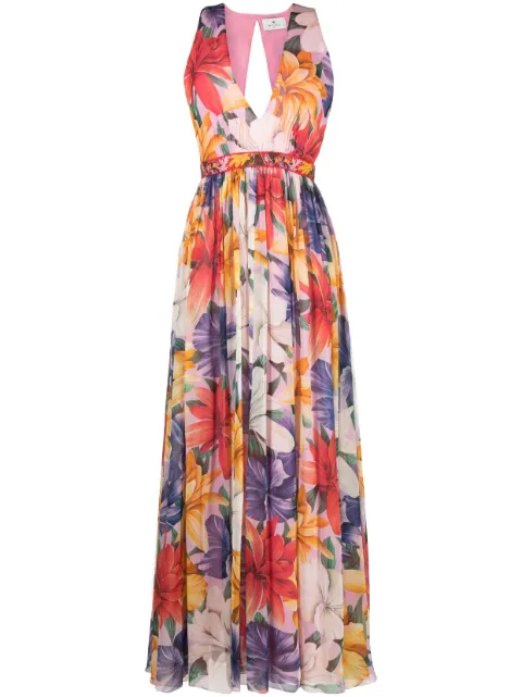 ETRO floral-print silk dress 123514689 - 0