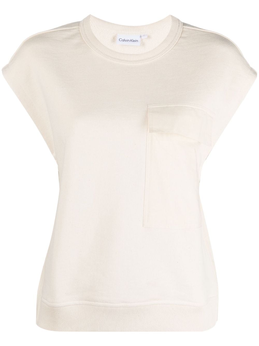 Calvin Klein Sleeveless Organic-cotton Sweatshirt In Neutrals