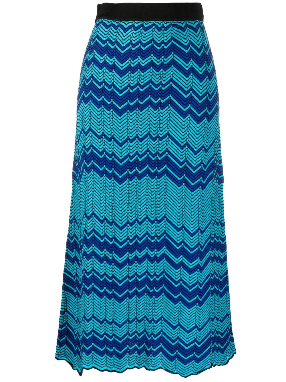 Shop Wales Bonner Palm Zigzag Pattern Midi Skirt In Blau