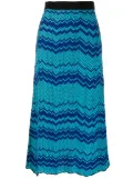 Wales Bonner Palm zigzag pattern midi skirt - Blue