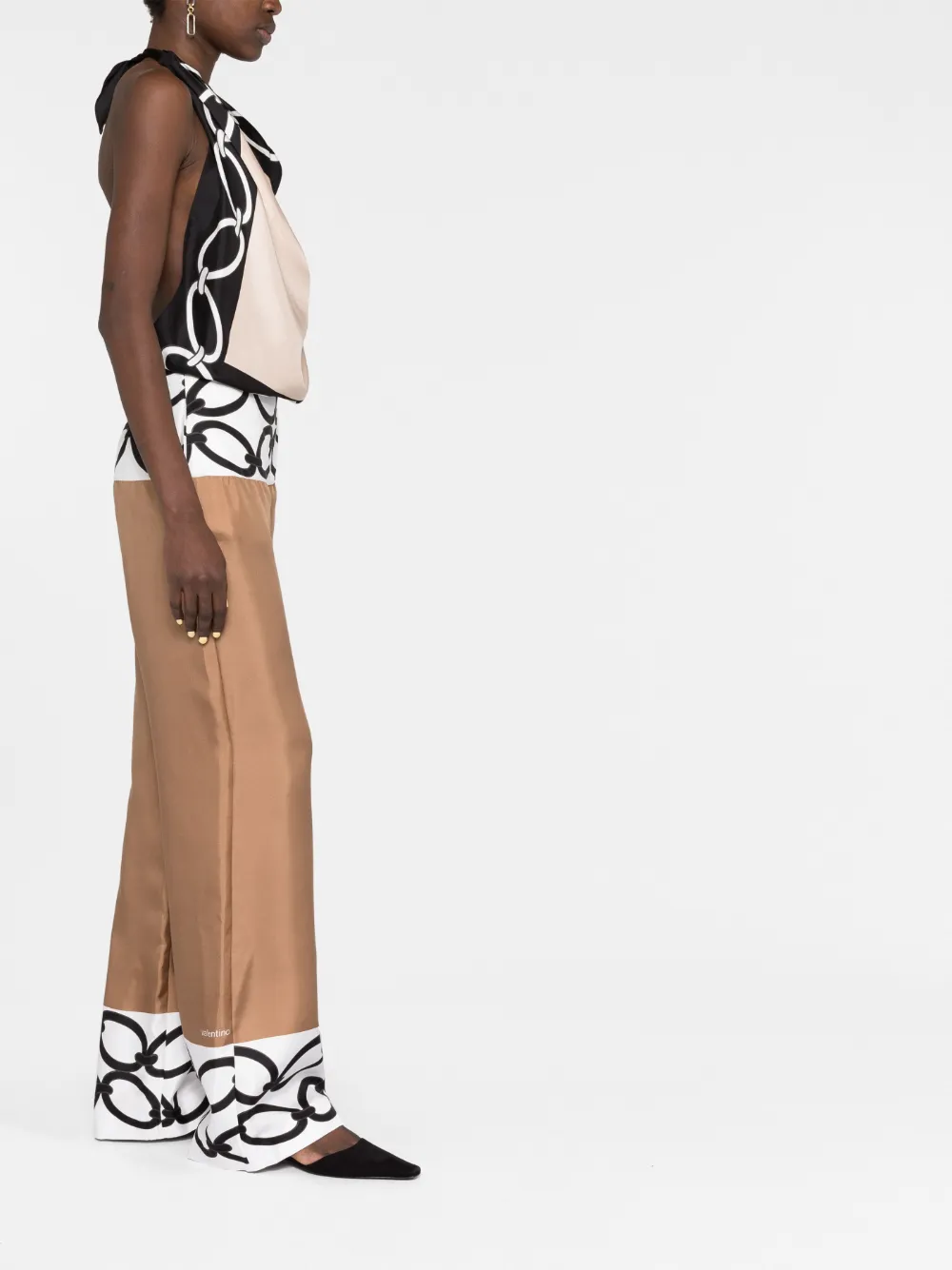 Valentino Garavani Chain 1967 Foulard Silk Jumpsuit | Neutrals