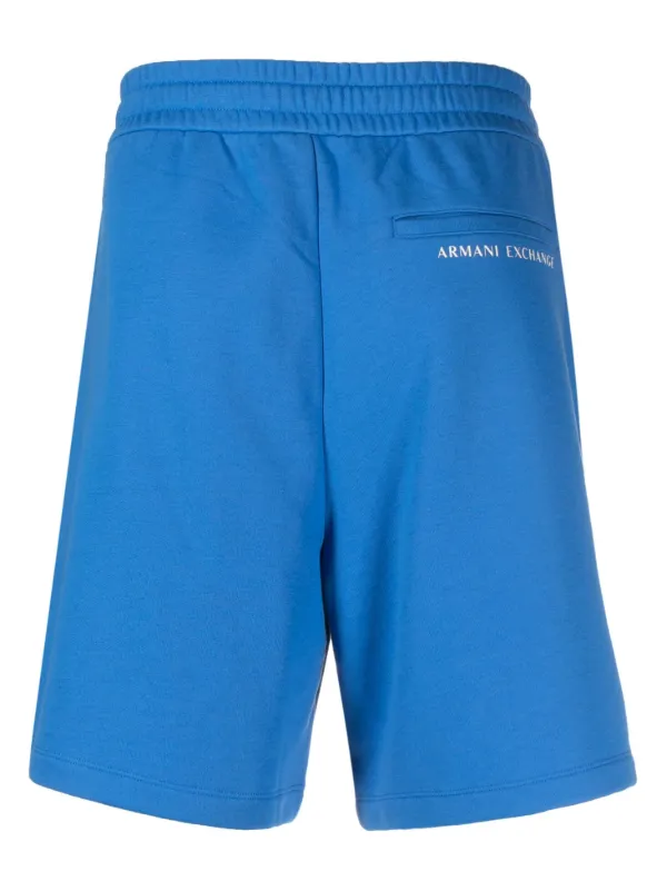 Armani Exchange logo print Drawstring Shorts Blue FARFETCH UK