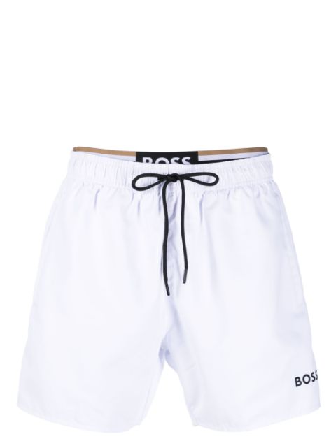 BOSS - logo-embroidered swim shorts