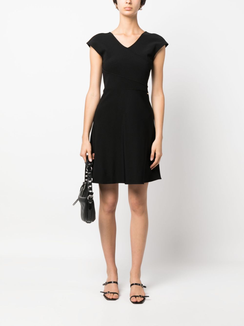 Shop Armani Exchange V-back Jersey Dress In Black