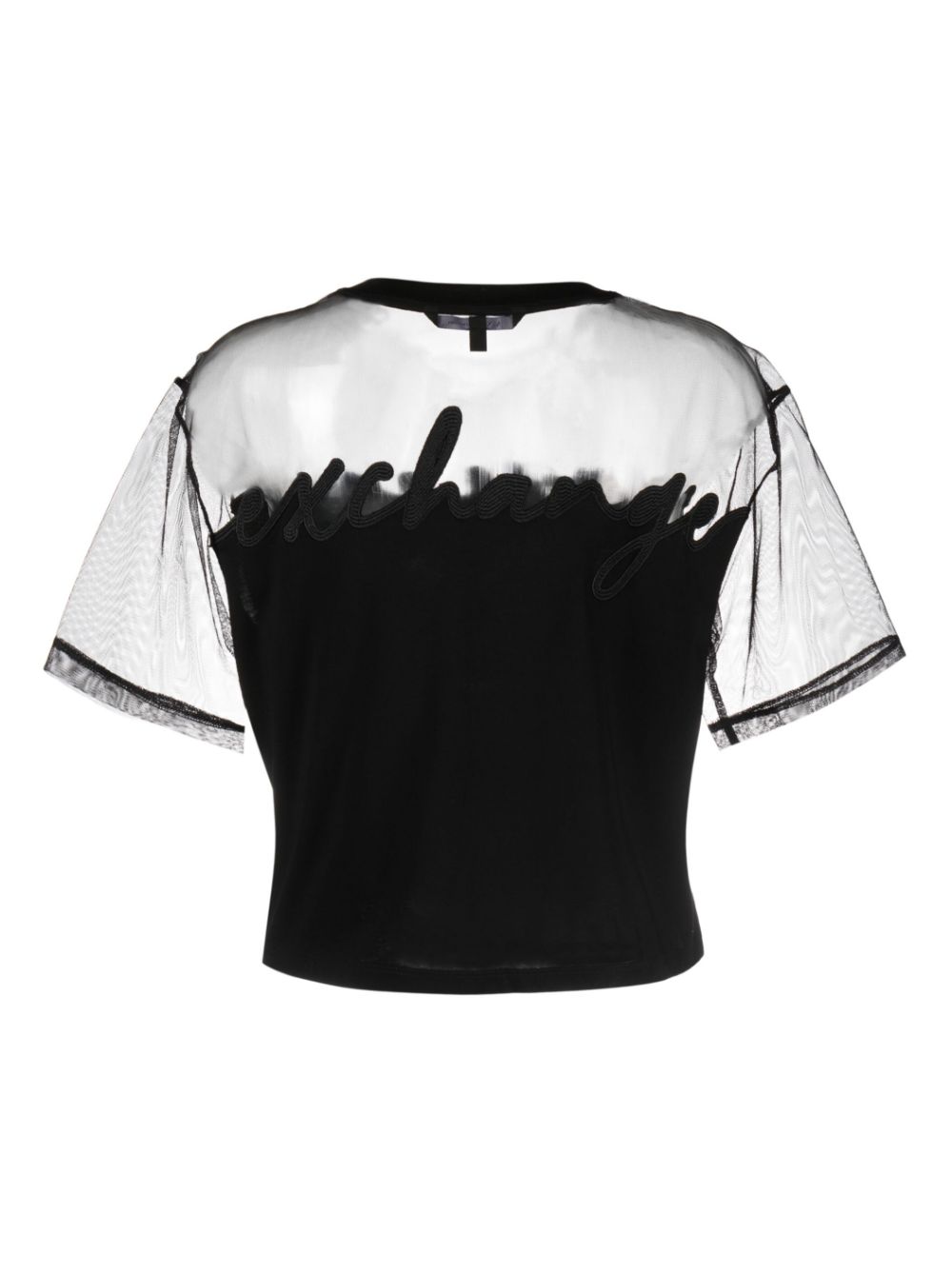 Armani Exchange embroidered-logo mesh-panelling T-shirt - Zwart