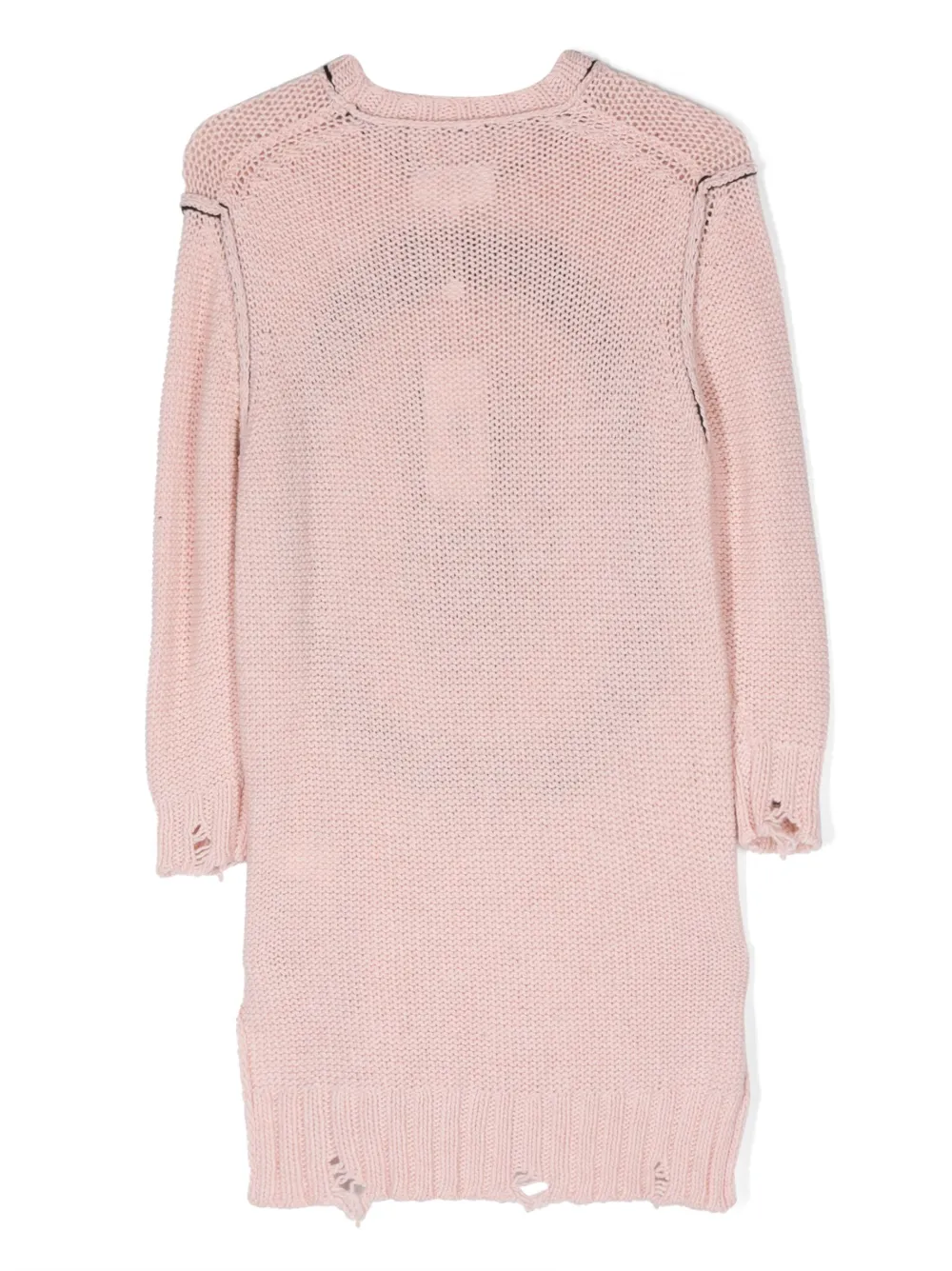 Shop Mm6 Maison Margiela Logo-print Distressed Knitted Dress In Pink