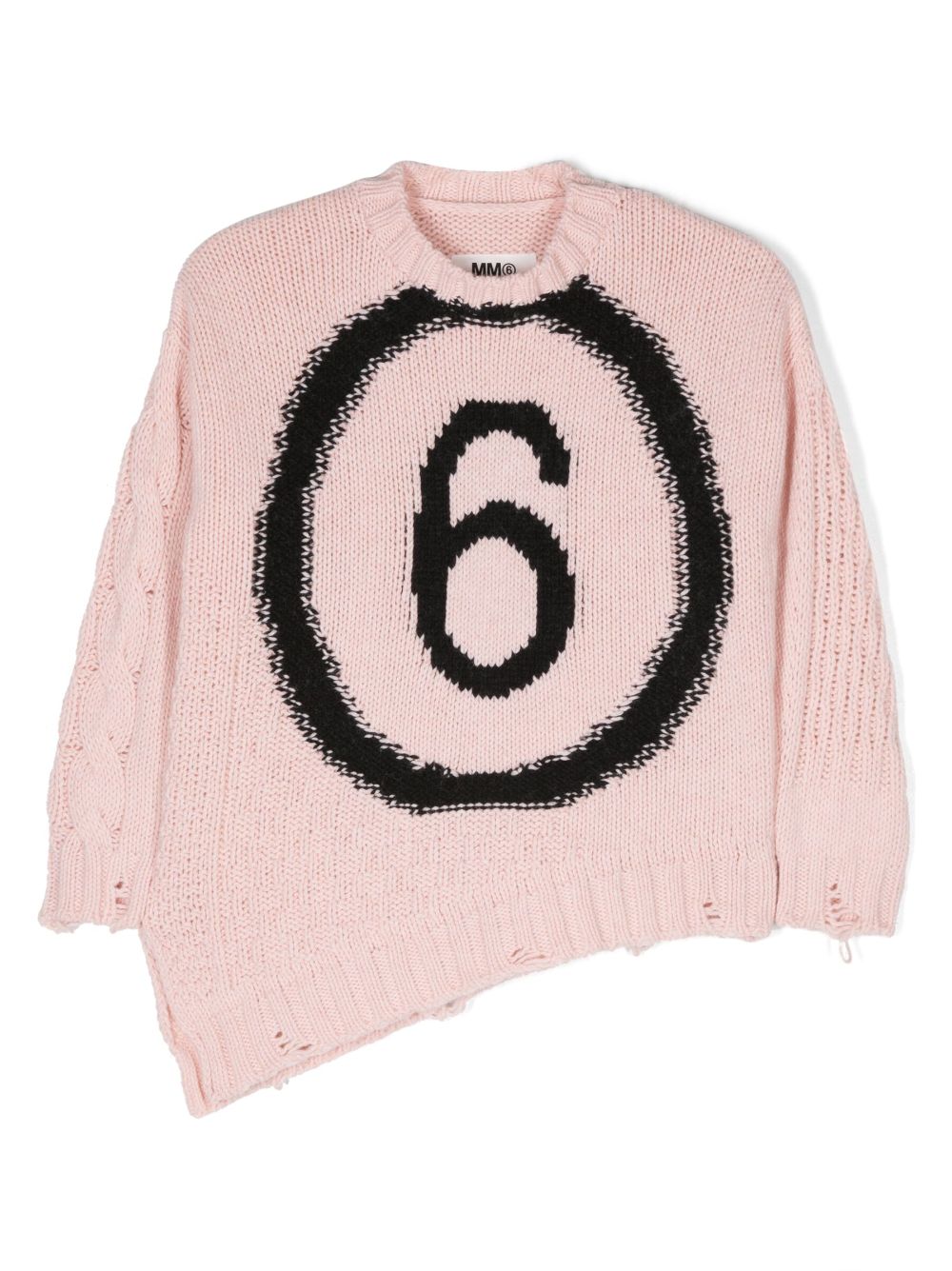 MM6 Maison Margiela Kids logo-intarsia crew neck jumper - Pink