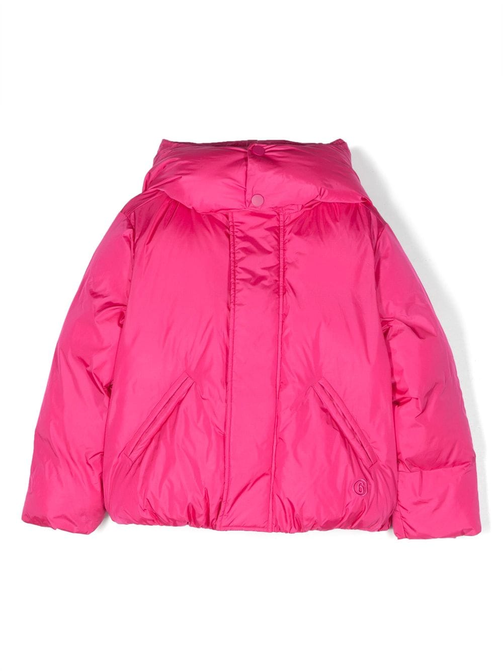 MM6 Maison Margiela Kids embroidered-logo hooded padded jacket - Pink