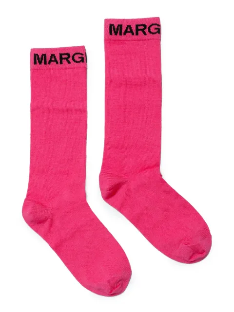 MM6 Maison Margiela Kids intarsia-knit logo print socks