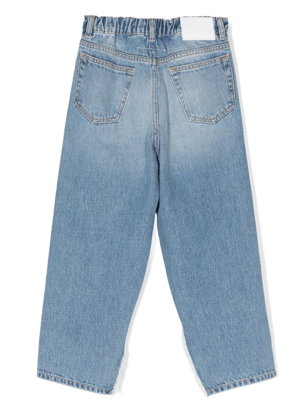 Shop Mm6 Maison Margiela Wide-leg Ripped Jeans In Blue